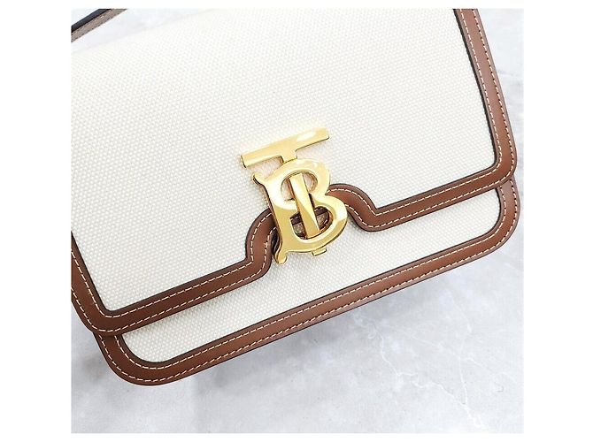 Burberry Borsa a tracolla TV TB Canvas Argento - vista 4