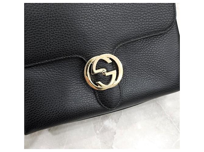 Gucci Interlocking Top Handle Leder Schultertasche mit Kette Schwarz - Ansicht 4