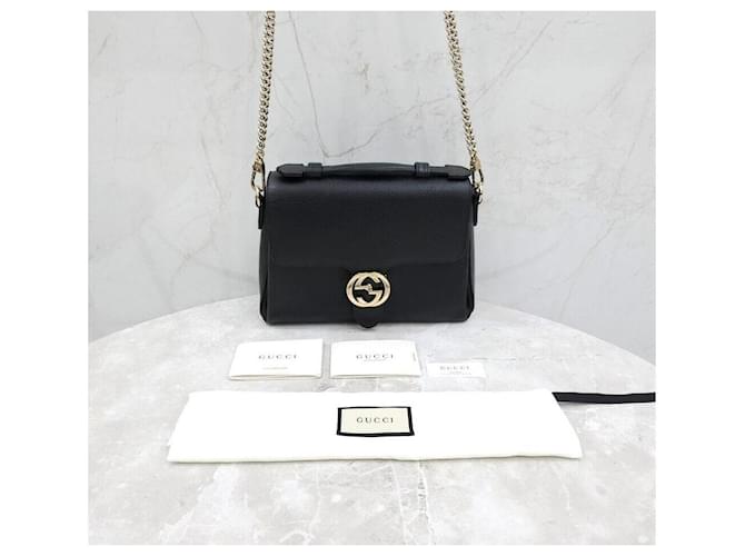 Gucci Interlocking Top Handle Leder Schultertasche mit Kette Schwarz - Ansicht 8