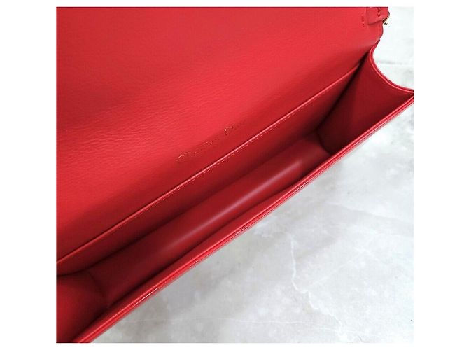 Dior Nuova borsa a tracolla con catena e pochette in vernice rossa - vista 8