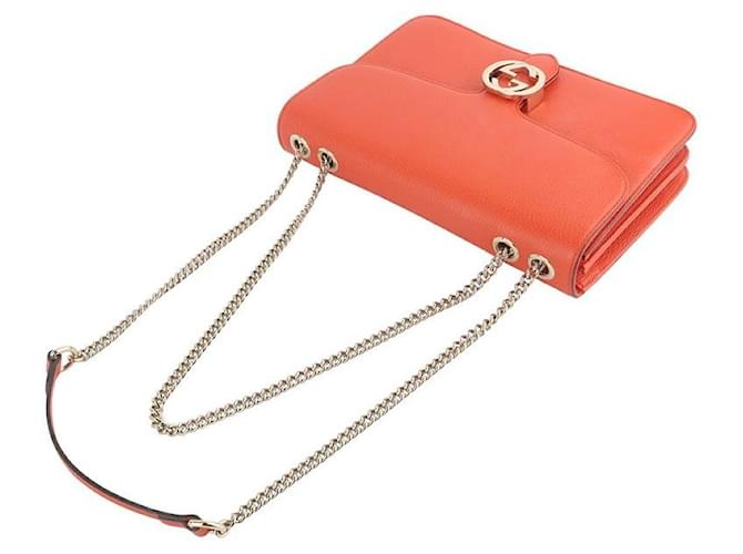 Gucci Borsa a Spalla con Catena Interlocking GG Medium (Receipt) Arancione - vista 4