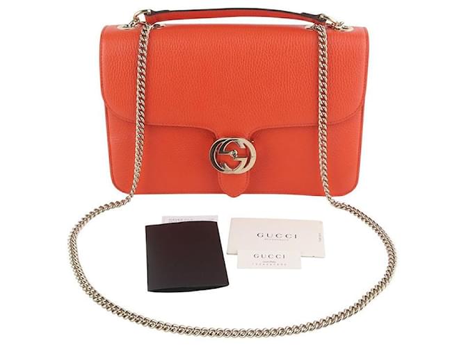 Gucci Borsa a Spalla con Catena Interlocking GG Medium (Receipt) Arancione - vista 8