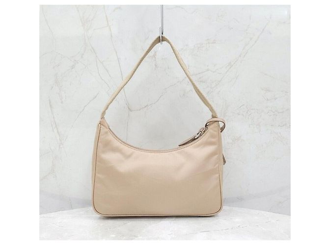 Prada Mini borsa in nylon Réedition Lina Desert Beige - vista 3