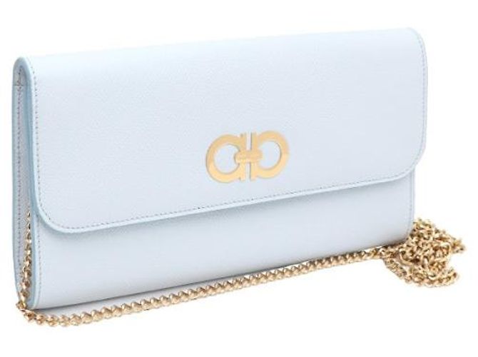 Salvatore Ferragamo Borsa a tracolla Gancini WOC Chain Blu - vista 10