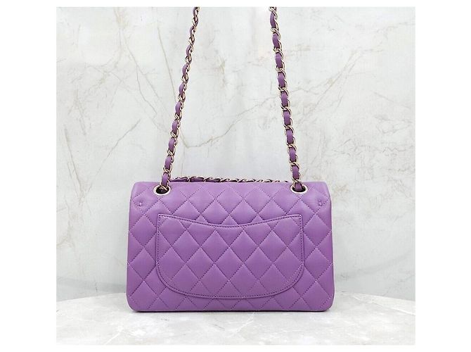 Chanel Nuova Borsa a Spalla Classic Piccola Viola Oro Champagne Porpora - vista 3