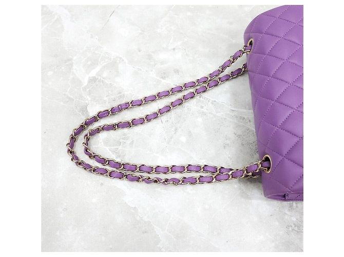 Chanel Nuova Borsa a Spalla Classic Piccola Viola Oro Champagne Porpora - vista 4
