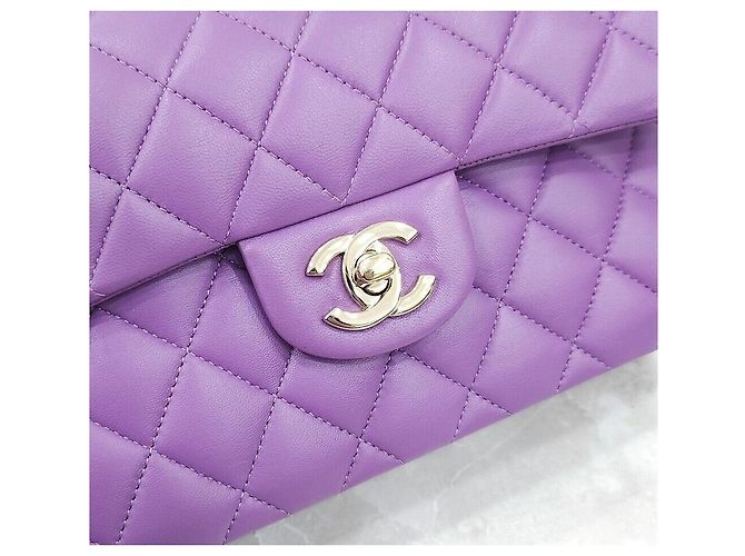 Chanel Nuova Borsa a Spalla Classic Piccola Viola Oro Champagne Porpora - vista 5