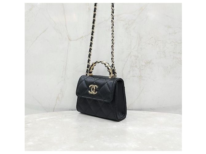 Chanel Saisonale Mini-Crossbody-Bag mit Perlen-Top-Handle und Kette Silber - Ansicht 2