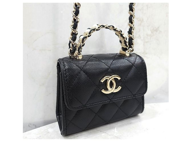 Chanel Saisonale Mini-Crossbody-Bag mit Perlen-Top-Handle und Kette Silber - Ansicht 4