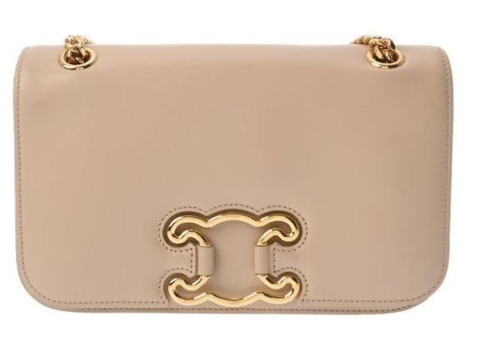 Céline Borsa Medium Triomphe Frame in pelle di vitello lucida Marrone - vista 3