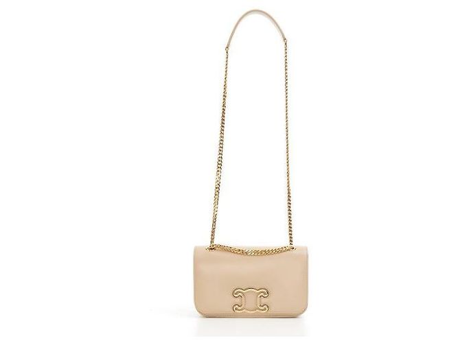 Céline Borsa Medium Triomphe Frame in pelle di vitello lucida Marrone - vista 8