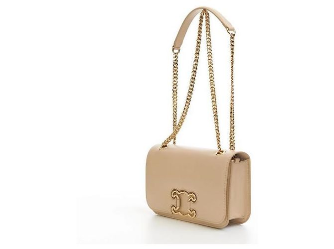 Céline Borsa Medium Triomphe Frame in pelle di vitello lucida Marrone - vista 9