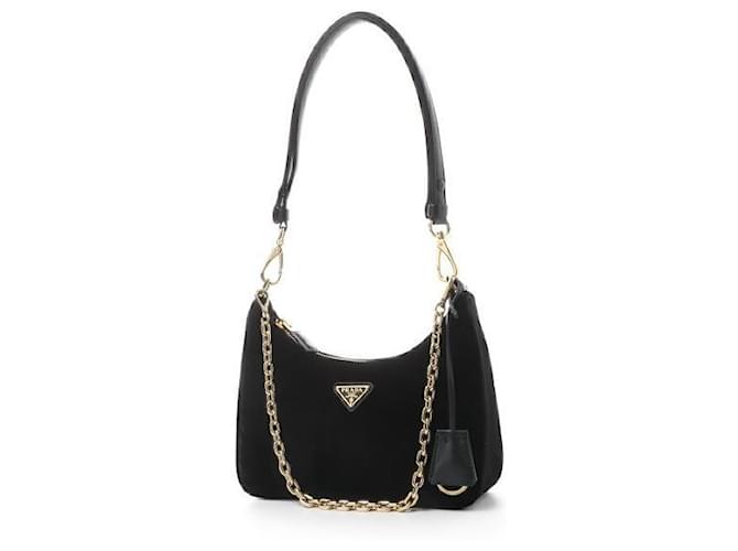 Prada Mini borsa in velluto Réedition Nero - vista 3