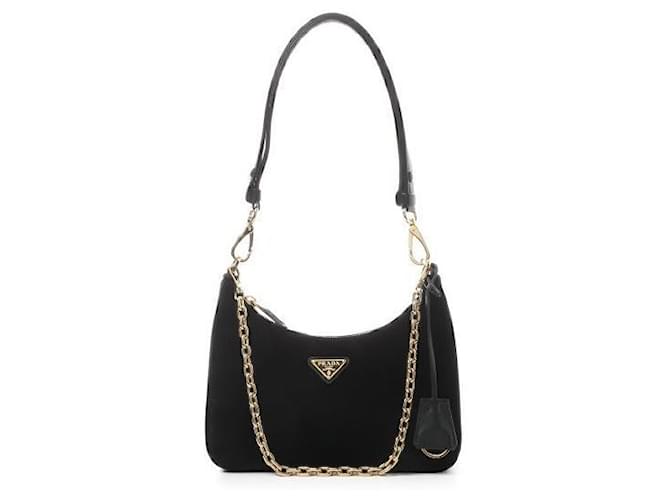 Prada Mini borsa in velluto Réedition Nero - vista 4