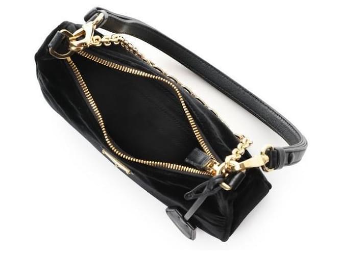 Prada Mini borsa in velluto Réedition Nero - vista 6