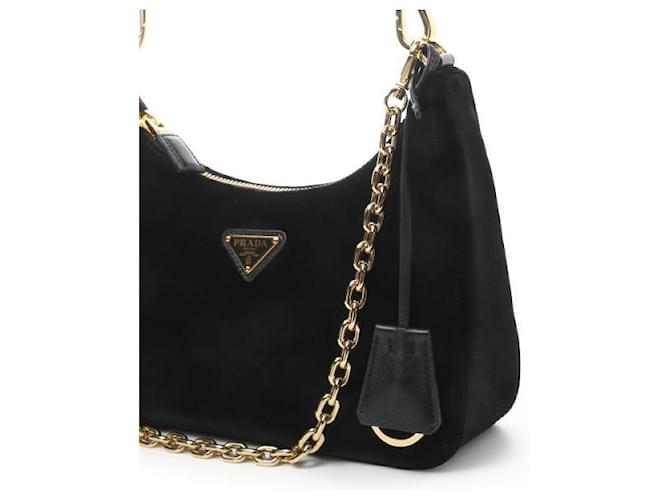 Prada Mini borsa in velluto Réedition Nero - vista 9