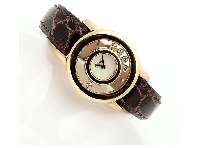 Chopard Reloj Happy Small Floating Diamond de oro para mujer Castaño - vista 2