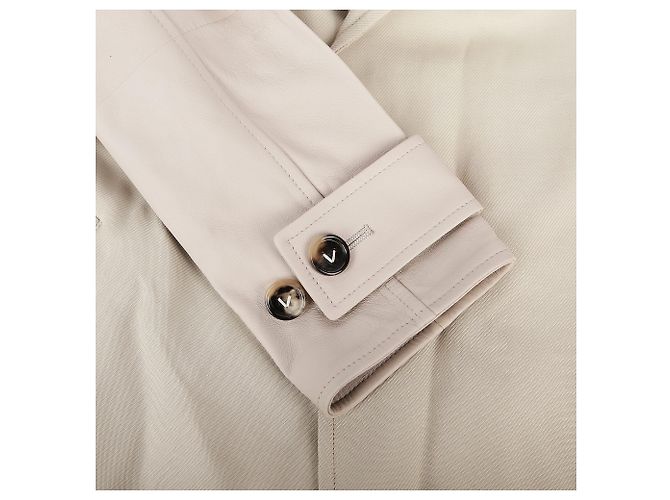 Bottega Veneta Gabardina larga de cuero de doble capa Blanco - vista 7