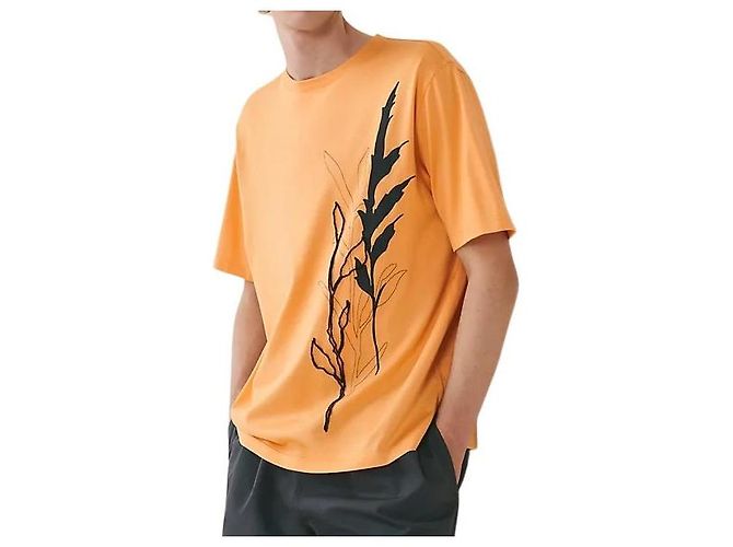 Hermès Camiseta de algodón para hombre Herbier Naranja - vista 2