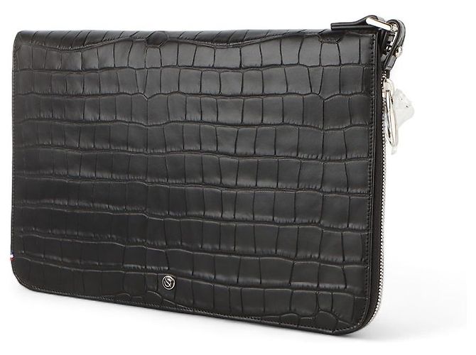 St Dupont Clutch Estée Lauder Line con tracolla croco Nero - vista 2