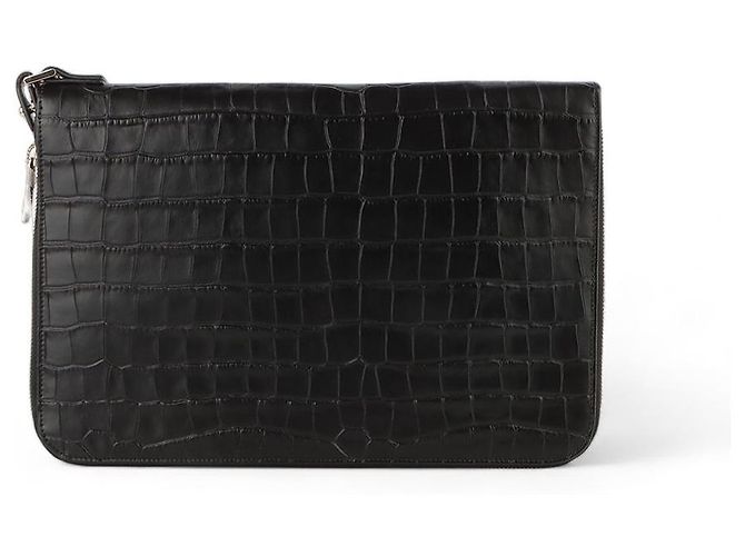 St Dupont Clutch Estée Lauder Line con tracolla croco Nero - vista 3