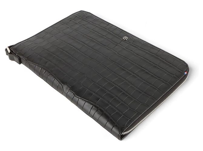 St Dupont Clutch Estée Lauder Line con tracolla croco Nero - vista 4
