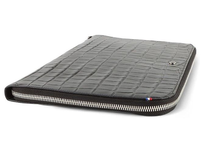 St Dupont Clutch Estée Lauder Line con tracolla croco Nero - vista 5