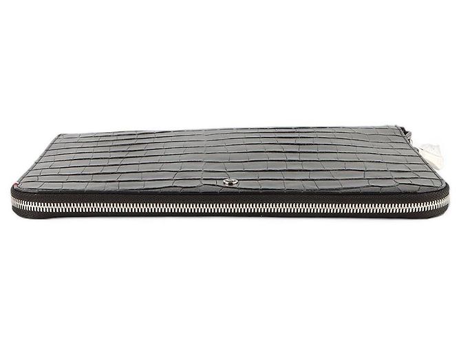 St Dupont Clutch Estée Lauder Line con tracolla croco Nero - vista 6
