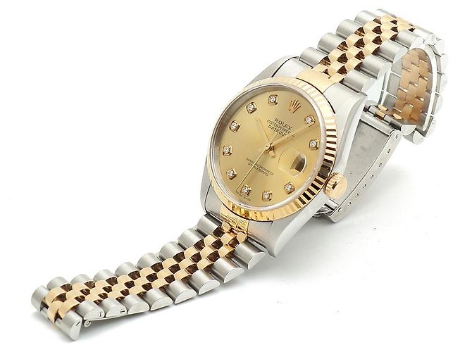 Rolex Montre Datejust pour homme avec combinaison de diamants Aftersetting Doré - vue 14