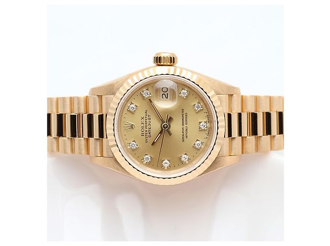 Rolex Relógio Datejust de Ouro para Mulher Original com Diamantes Ten Point e Certificado de Nascimento Laranja - vista 21