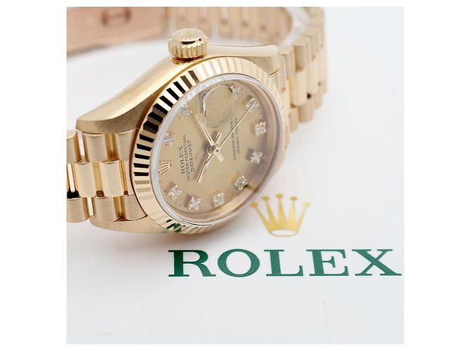 Rolex Relógio Datejust de Ouro para Mulher Original com Diamantes Ten Point e Certificado de Nascimento Laranja - vista 24