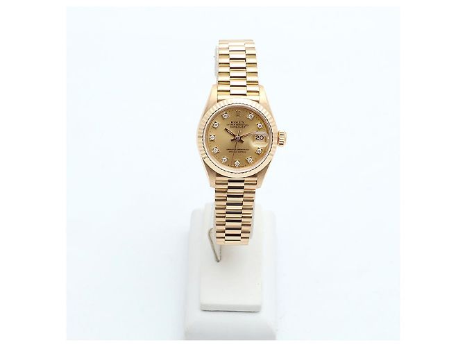 Rolex Relógio Datejust de Ouro para Mulher Original com Diamantes Ten Point e Certificado de Nascimento Laranja - vista 3