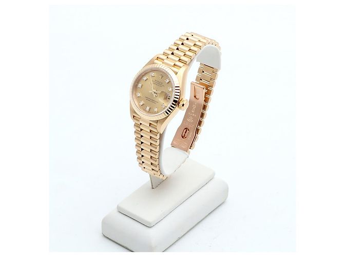 Rolex Relógio Datejust de Ouro para Mulher Original com Diamantes Ten Point e Certificado de Nascimento Laranja - vista 4