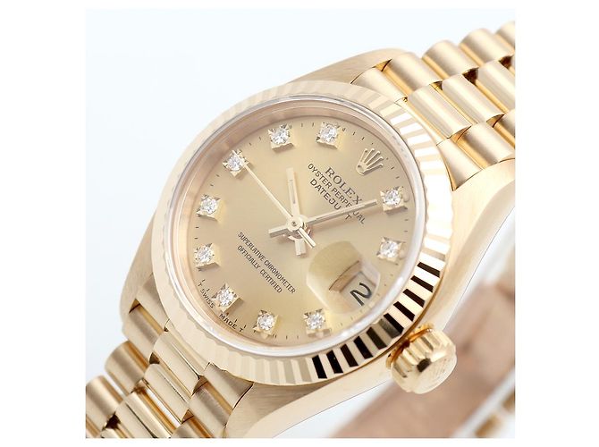 Rolex Relógio Datejust de Ouro para Mulher Original com Diamantes Ten Point e Certificado de Nascimento Laranja - vista 9