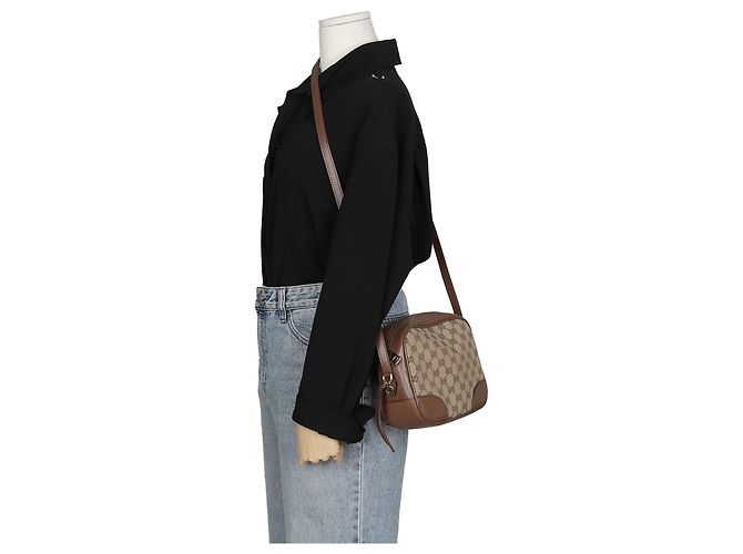 Gucci Borsa a tracolla e a spalla Disco in tela jacquard GG con bordi in pelle marrone - vista 10