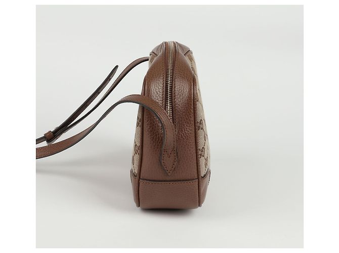 Gucci Borsa a tracolla e a spalla Disco in tela jacquard GG con bordi in pelle marrone - vista 3