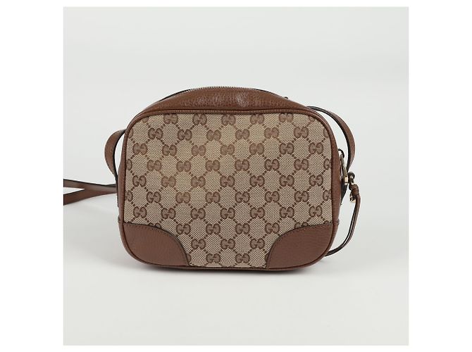 Gucci Borsa a tracolla e a spalla Disco in tela jacquard GG con bordi in pelle marrone - vista 4