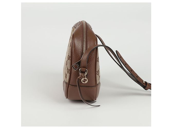 Gucci Borsa a tracolla e a spalla Disco in tela jacquard GG con bordi in pelle marrone - vista 5