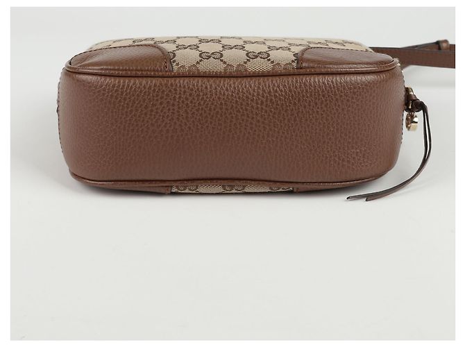 Gucci Borsa a tracolla e a spalla Disco in tela jacquard GG con bordi in pelle marrone - vista 6