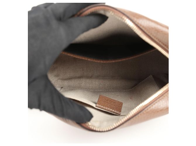 Gucci Borsa a tracolla e a spalla Disco in tela jacquard GG con bordi in pelle marrone - vista 8