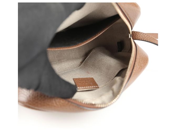 Gucci Borsa a tracolla e a spalla Disco in tela jacquard GG con bordi in pelle marrone - vista 9