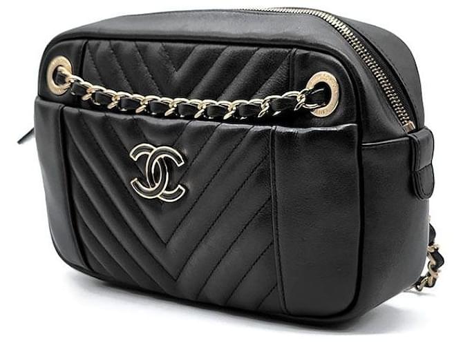 Camera Chanel Borsa a tracolla Chevron Chain Nero - vista 2