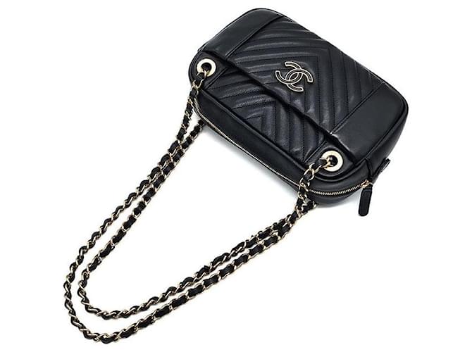 Camera Chanel Borsa a tracolla Chevron Chain Nero - vista 4
