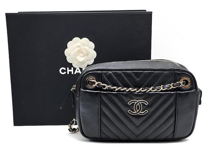 Camera Chanel Borsa a tracolla Chevron Chain Nero - vista 9