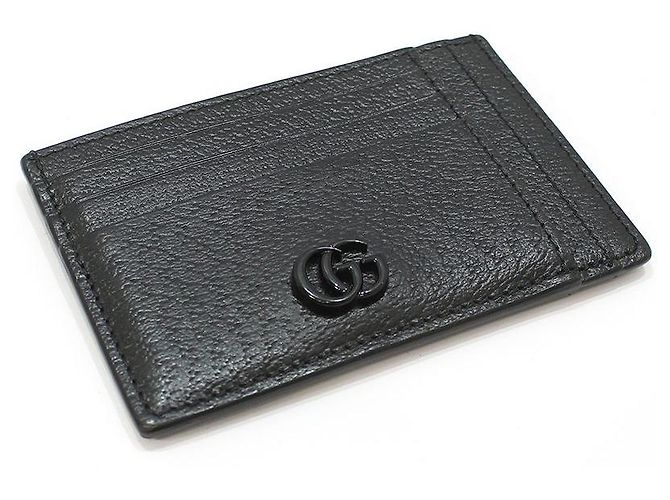 Gucci Black Leather GG Marmont Card Case Wallet - view 3