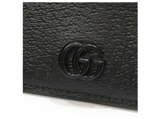 Gucci Black Leather GG Marmont Card Case Wallet - view 7
