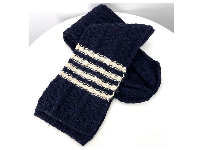 Thom Browne Cachecol com capuz e faixa diagonal Navy - vista 2