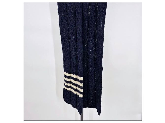 Thom Browne Cachecol com capuz e faixa diagonal Navy - vista 4