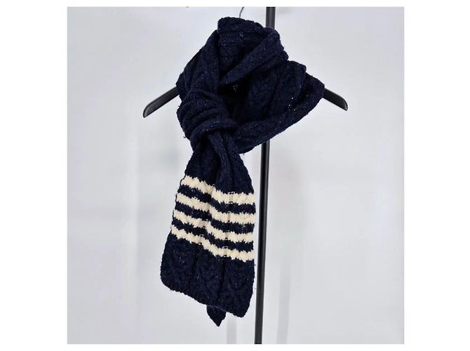 Thom Browne Cachecol com capuz e faixa diagonal Navy - vista 7