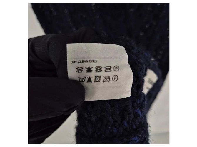 Thom Browne Cachecol com capuz e faixa diagonal Navy - vista 9